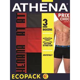 Athena - Boxer coton stretch T 2, noir/rouge/anthracite