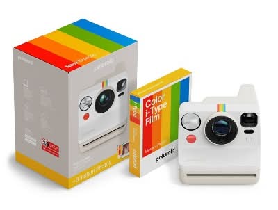 Polaroid Now Gen 3 Instant Camera + Color Film Bundle, Pebble White