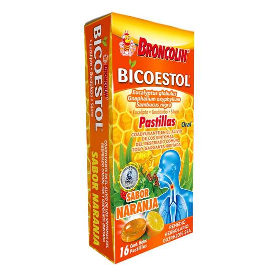 Broncolin bicoestol pastilla sabor naranja (16 piezas)