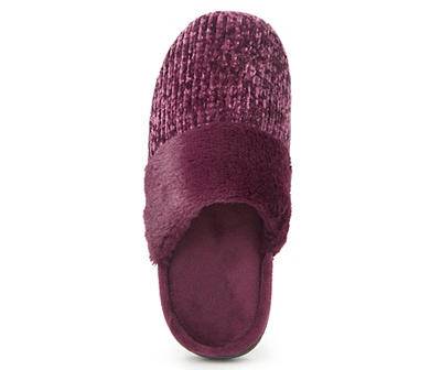 Dearfoams Women's Aubergine Chenille Scuff Slippers, Small (5-6), Purple