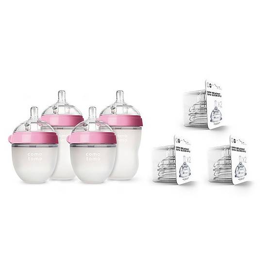 comotomo® 7-Piece Baby Bottle Gift Set in Pink
