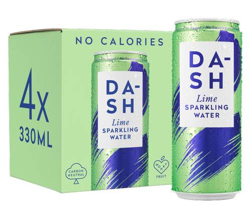 Dash Sparkling Lime Water, 4 x 330ml