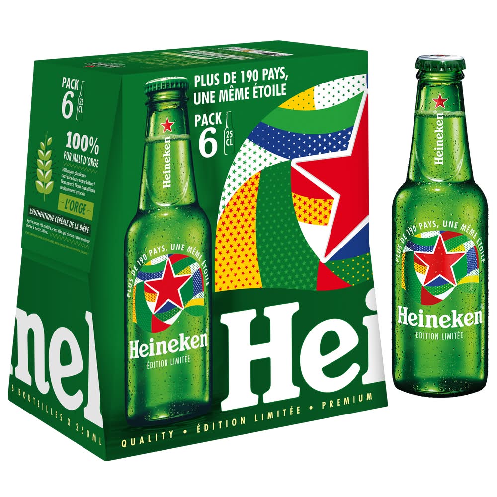 Heineken - Bière blonde pure malt d'orge (6 x 250ml)