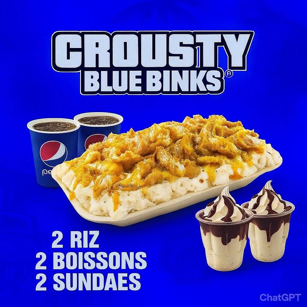🎉2X CROUSTY BINKS  SIGNATURE !!  + 2 BOISSONS !! + 2  SUNDAE CARAMEL !!