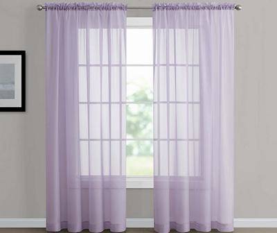 Real Living Sheer Rod Pocket Curtain Panel, 84in, Purple