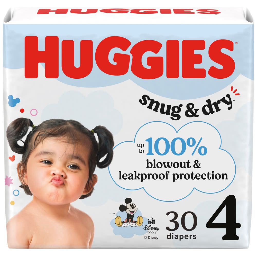 Huggies Snug & Dry Baby Diapers, 4 (30 ct)