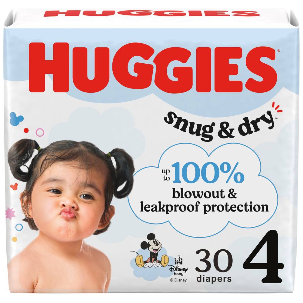 Huggies Snug & Dry Baby Diapers, Size 4 (30 ct)