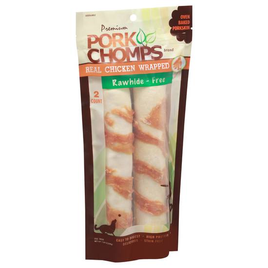 Pork Chomps Real Chicken Wrapped Rawhide-Free Dog Treats(2 Ct)