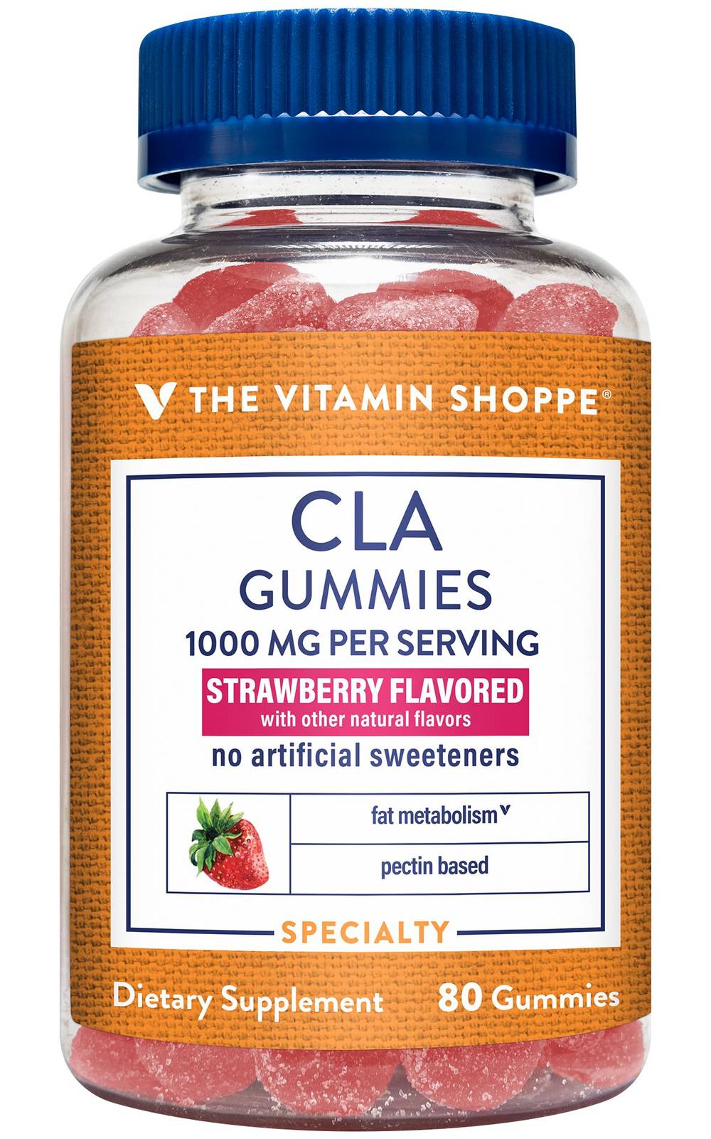 The Vitamin Shoppe Cla Gummies Supports Fat Metabolism, Strawberry (80 ct)