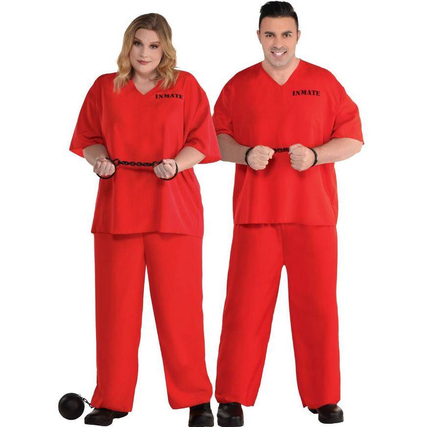 Party City Adult Prisoner Plus Size Costume, Unisex, 3X, Orange