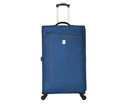 Weekend Traveler Navy & Black Contrast-Lines Lightweight Softside Spinner Suitcase, 28 In, Blue