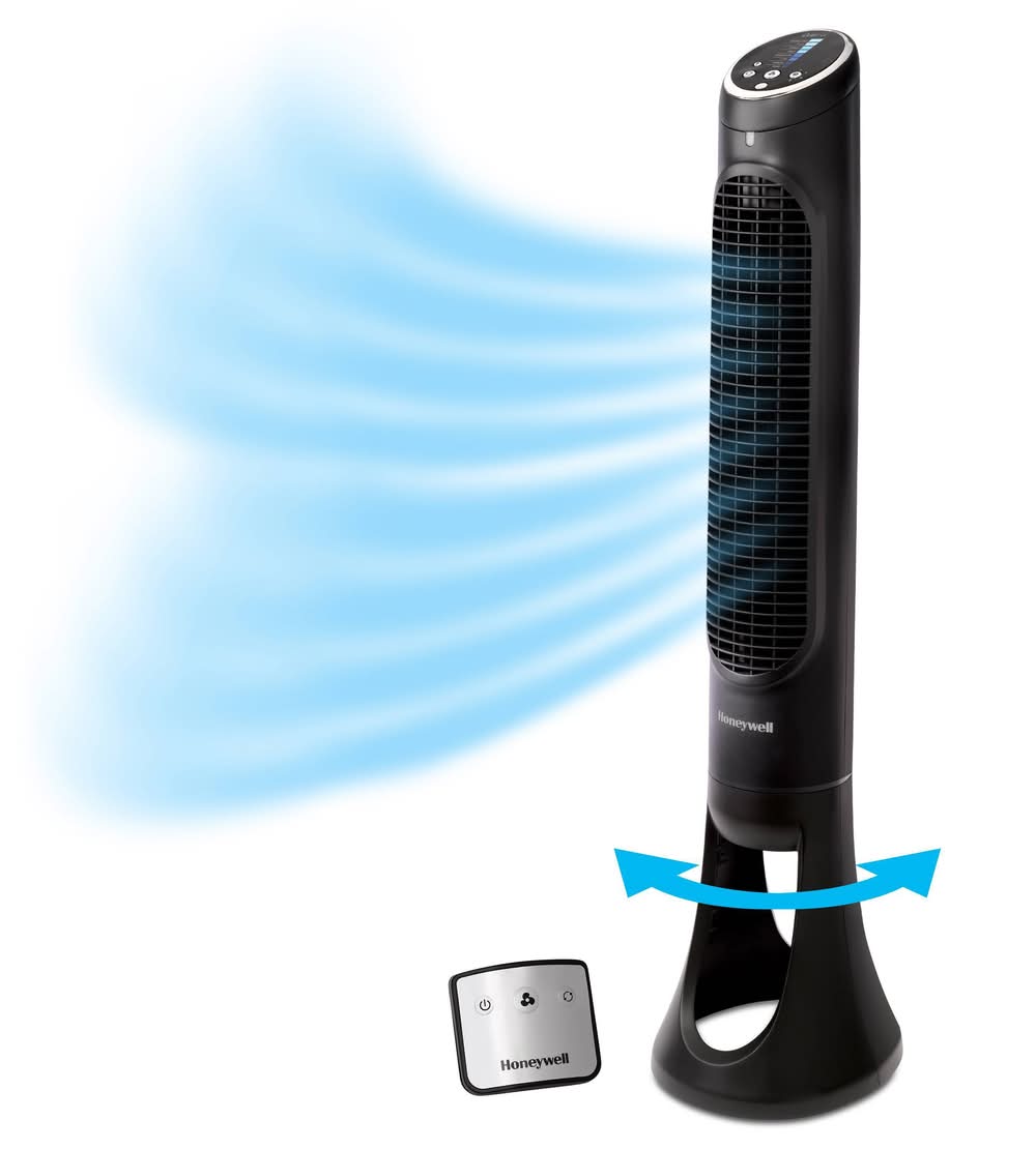 Honeywell Quietset 8-speed Whole Room Tower Fan, 40 in, Black