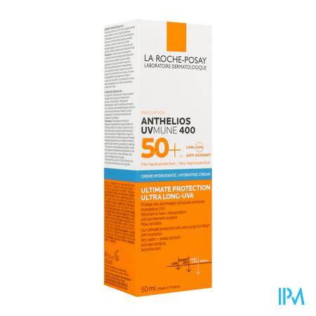 La Roche Posay Anthelios 50+ Uvmune 400 Creme Hydratante Avec Parfum 50ml Solaires - Vos indispensables voyages