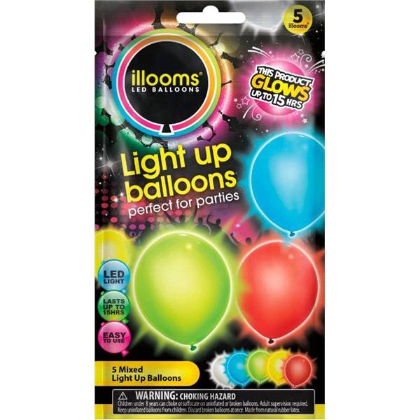 9'' Assorted Bold Led Light Up Balloons (5ct)