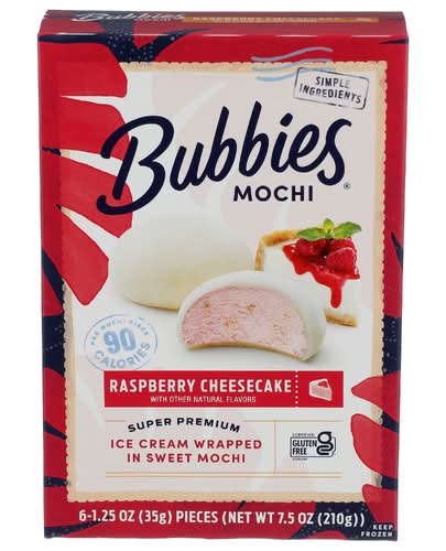 Bubbies Hawaii Raspberry Cheesecake Ice Cream Mochi 6 Pack