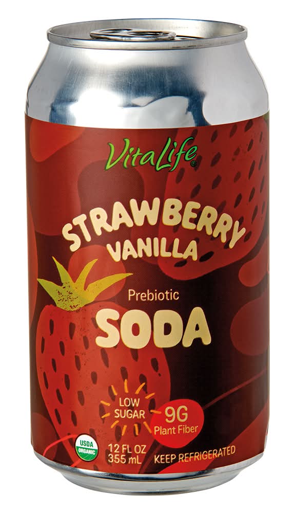 VitaLife Prebiotic Soda, Strawberry-Vanilla (12 fl oz)