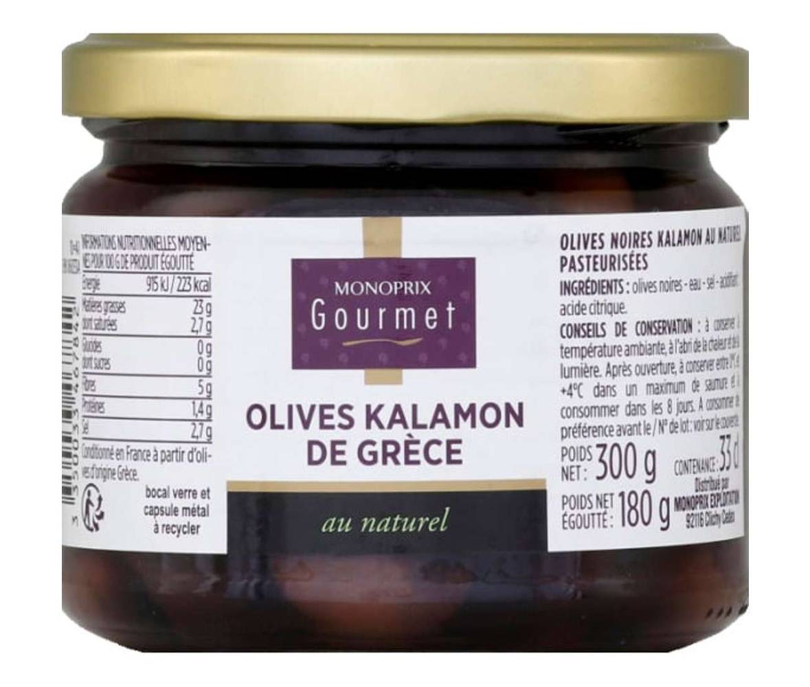 Monoprix Gourmet - Olives kalamon de grèce au naturel (300g)
