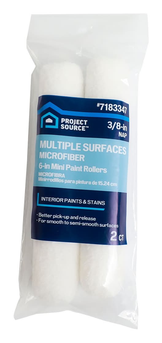 Project Source 2 -Pack 6-in x 3/8-in Nap Interior Surfaces Mini Woven Paint Roller Cover
