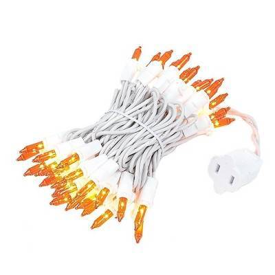 Novelty Lights Amber/Orange 50 Light Incandescent Mini Christmas String Lights White Wire 11 Feet