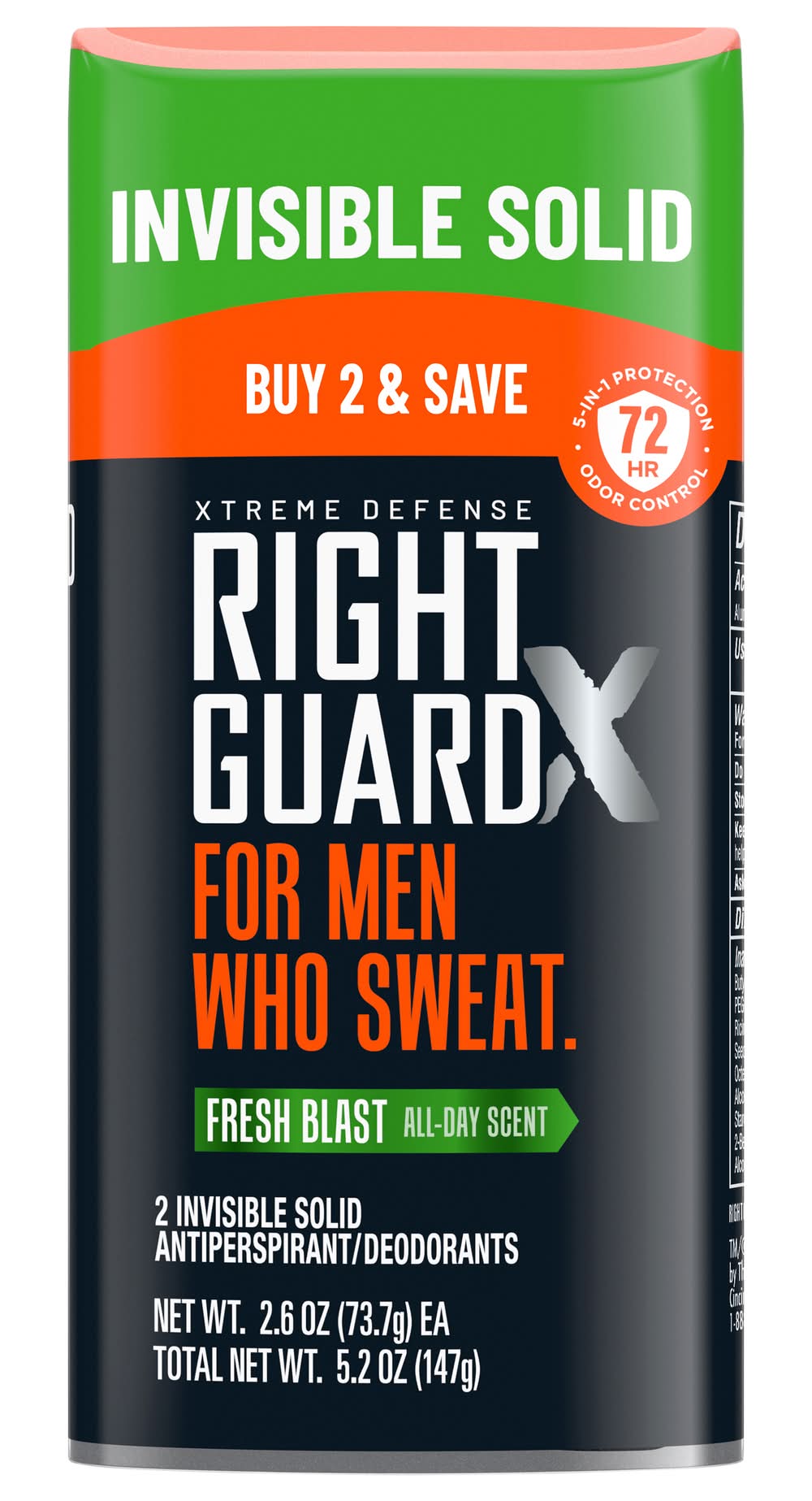 Right Guard Xtreme Defense Fresh Blast Antiperspirant Invisible Solid (5.2 oz)