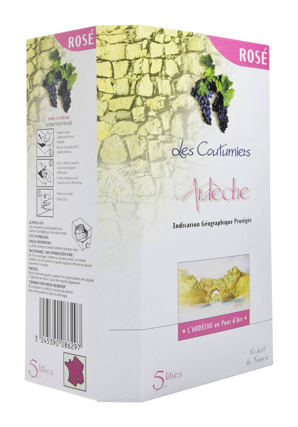 Les Coutumiers - Vin rosé vallée du rhône igp ardèche (5L)