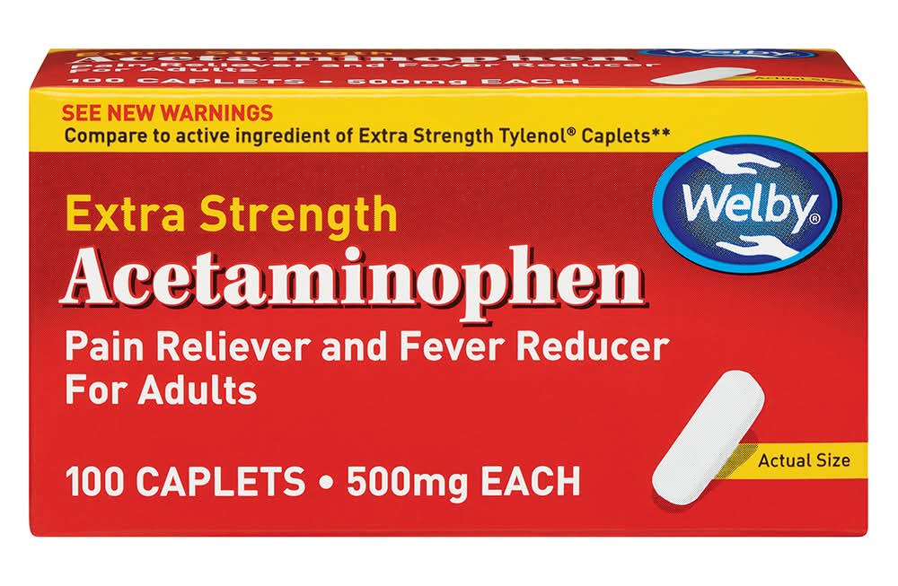Welby Extra Strength Acetaminophen Pain Reliever 500mg Caplets For Adults (100 ct)