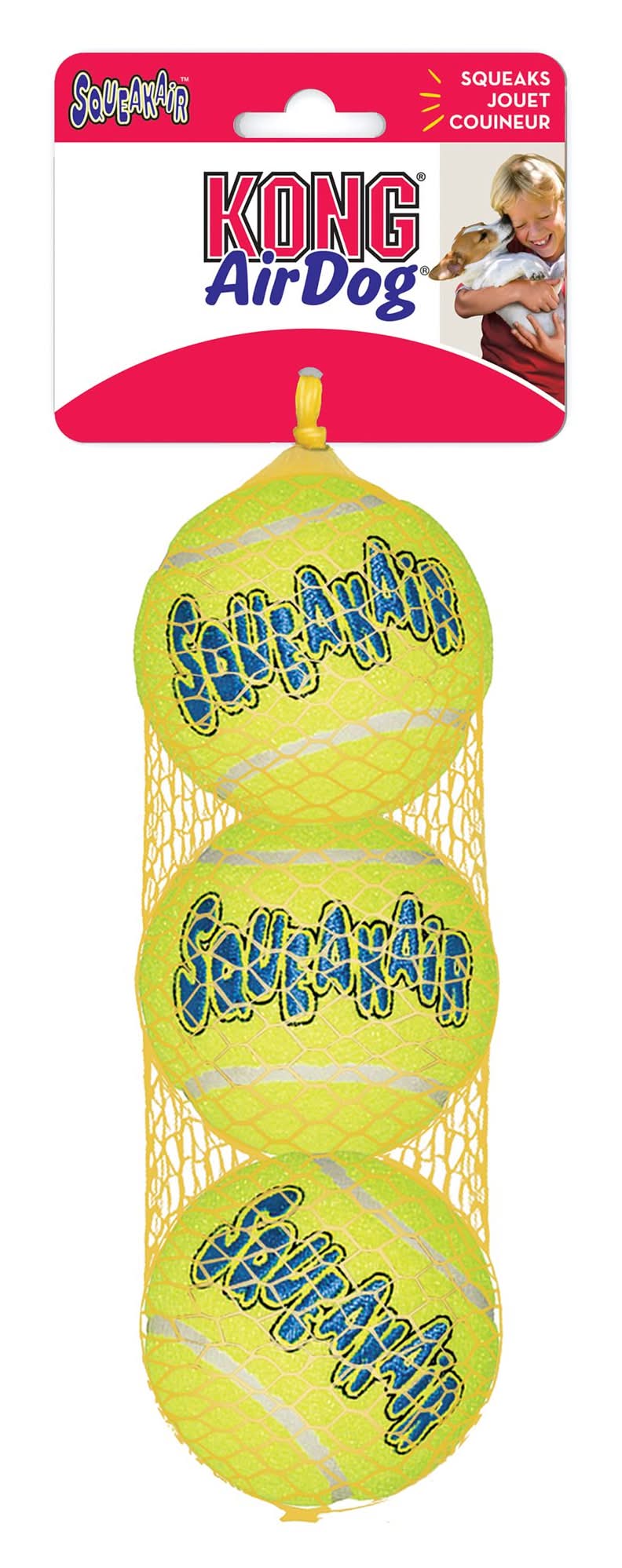KONG® AirDog® Tennis Ball Set Squeaker Dog Toy - 3 Pack (Color: Yellow, Size: Medium)