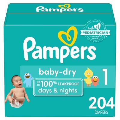 Pampers Baby Dry Extra Protection Diaper, Size 1 (204 ct)