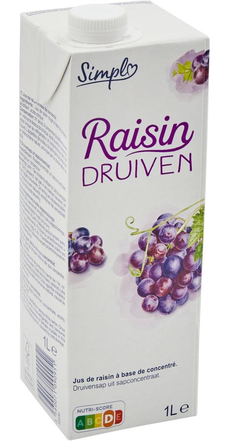 Simpl - Jus à base de concentré, raisin (1L)