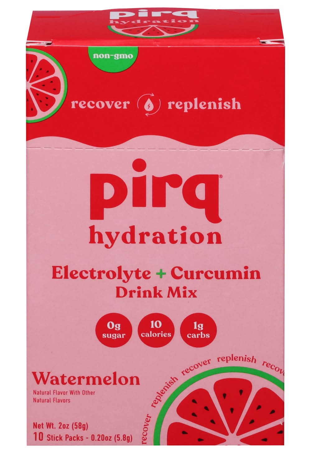 Pirq Electrolyte and Curcumin Watermelon Drink Mix (2 oz, 10 ct)