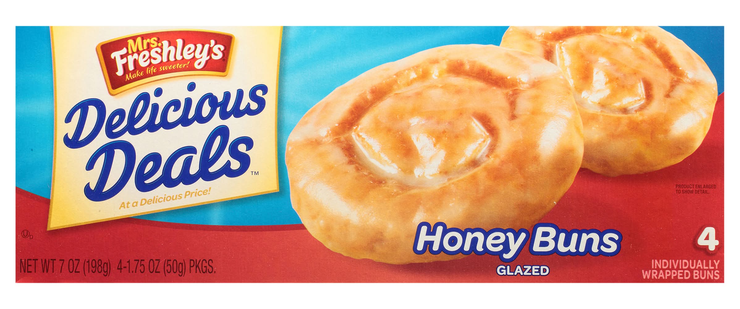 Mrs. Freshley's Delicious Deals Glazed Honey Buns (4 x 1.75 oz)