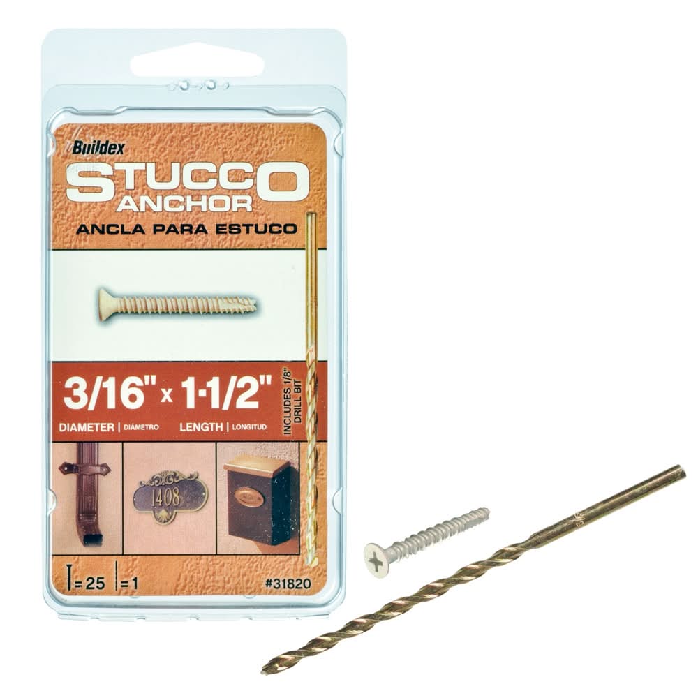Buildex Stucco 3/16-in x 1-1/2-in Concrete Screw Anchors 25-Pack