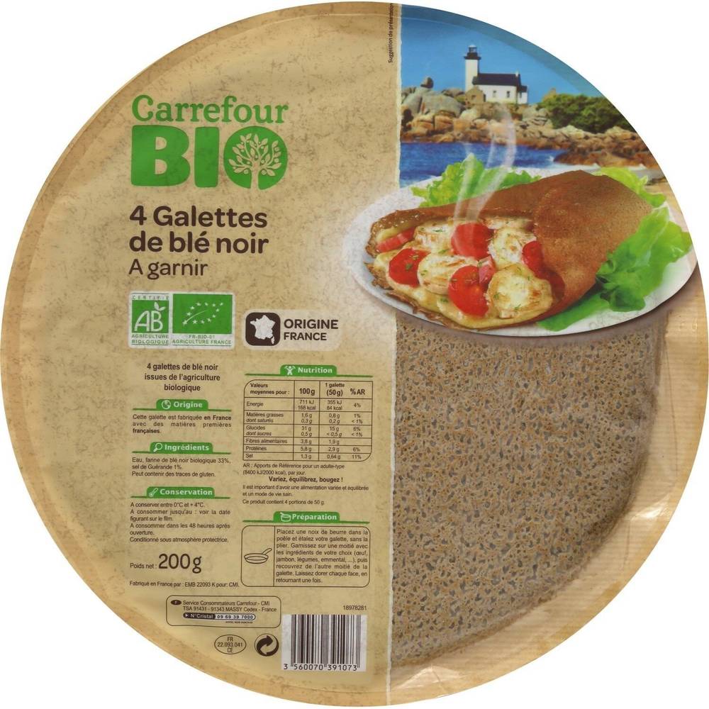 Carrefour Bio - Galettes de blé noir bio (4 pièces)