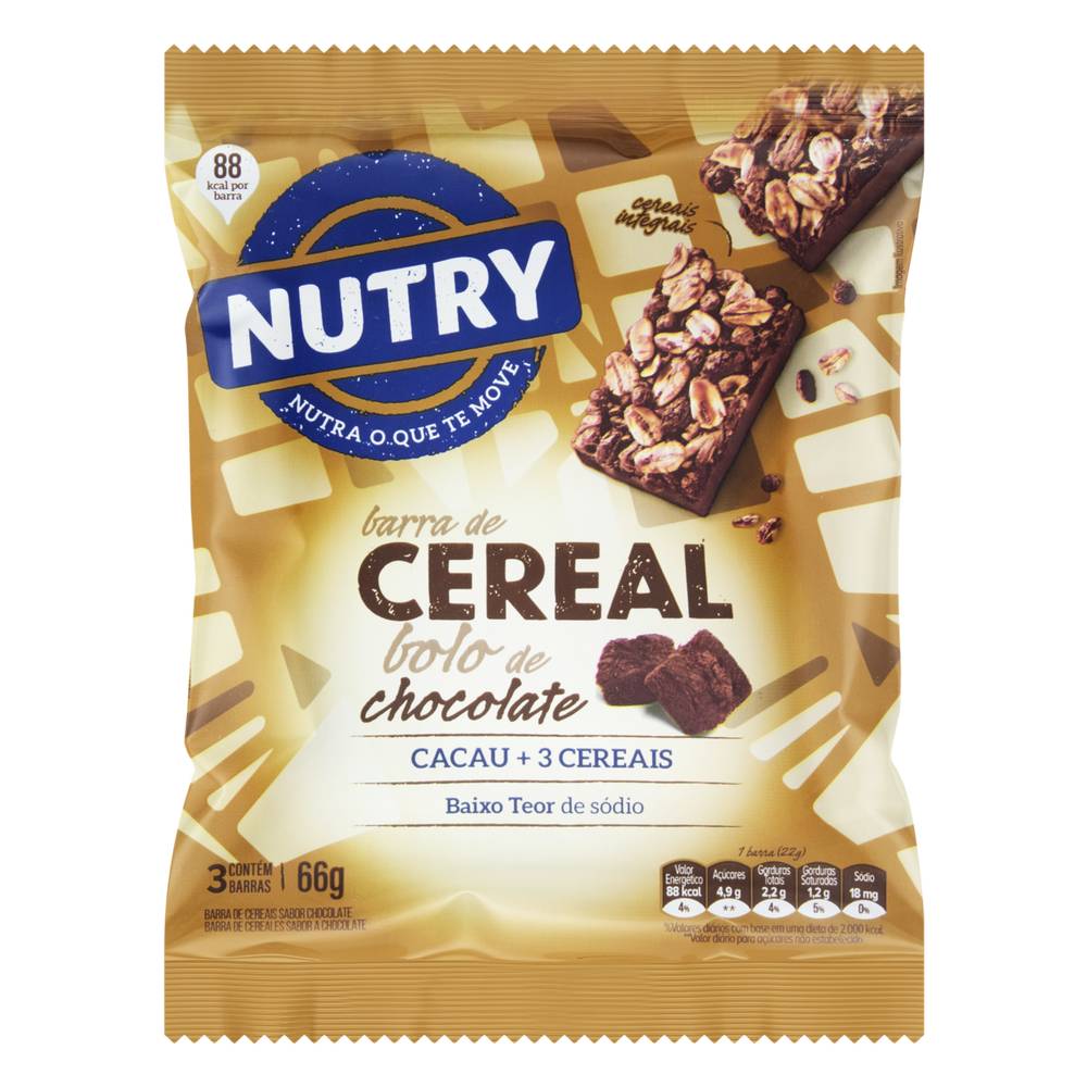 Nutry · Barra de cereal sabor bolo de chocolate (66 g)