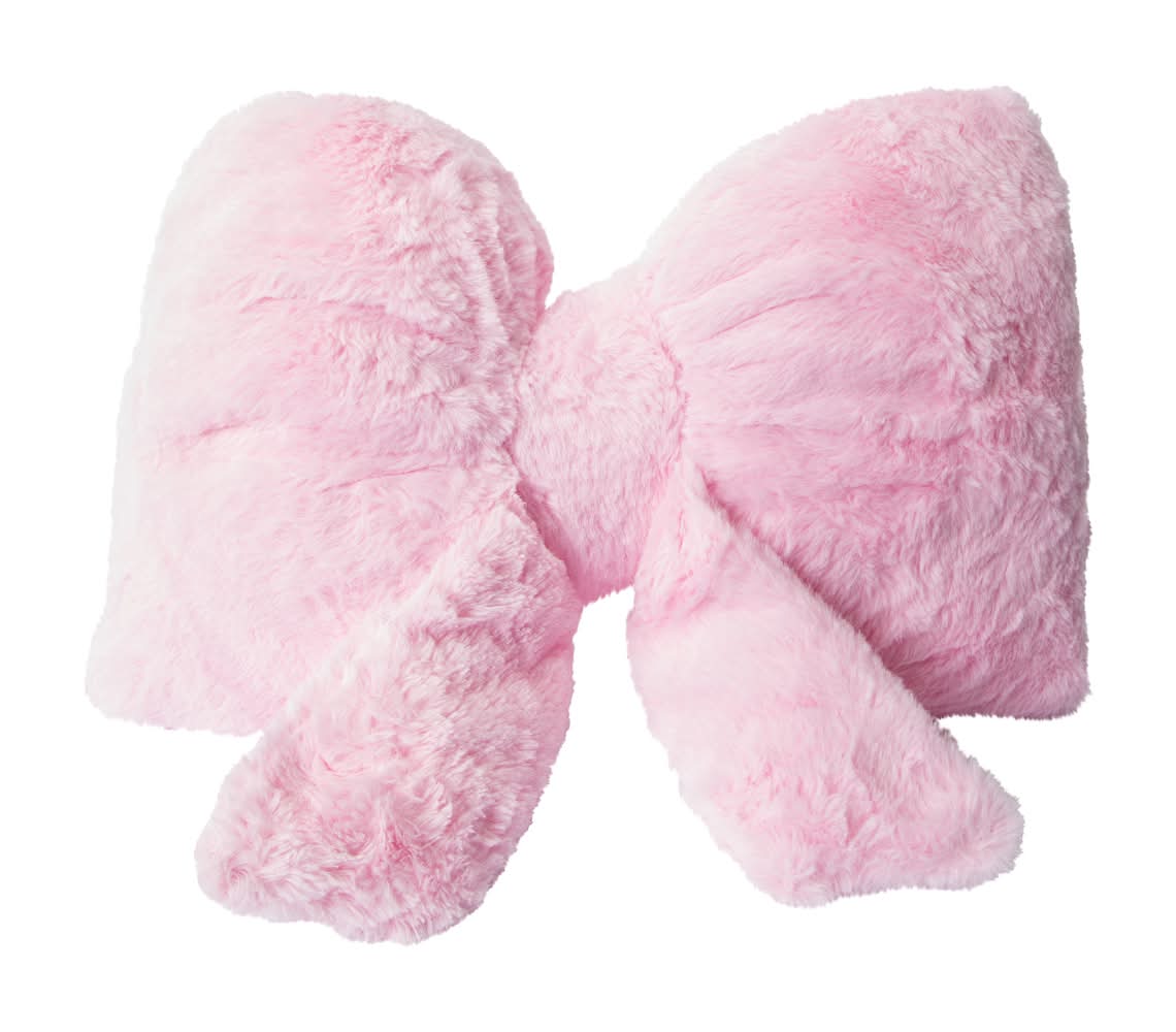 Fur Bow Pillow 16inx10in Pink