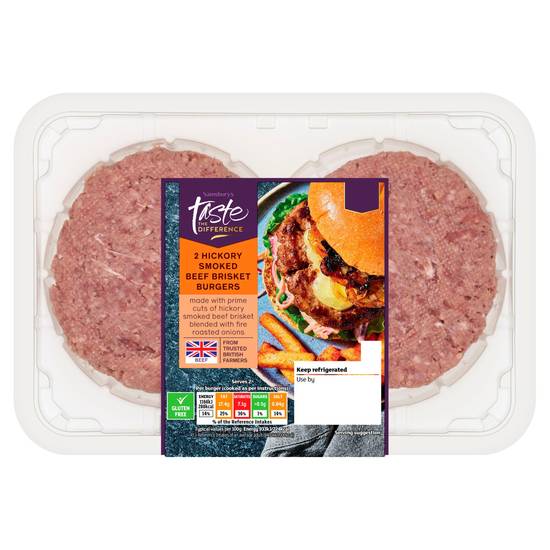 Sainsbury's 30 Day Dry Aged Smoked British Beef Brisket Burgers, Taste the Difference x2 340g