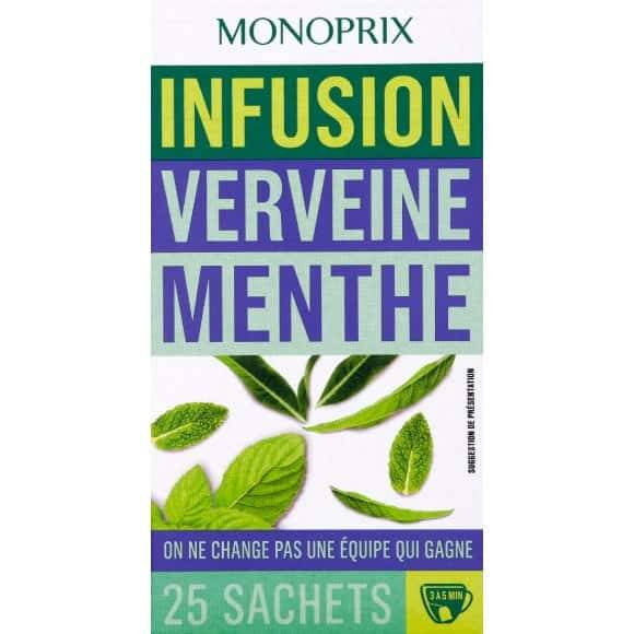 Monoprix Infusion Verveine Menthe Les 25 Sachets, 35G