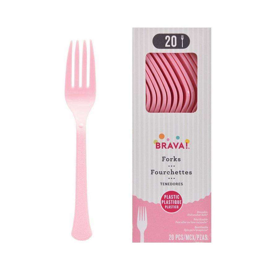 Party City Plastic Forks, Pink (20 ct)