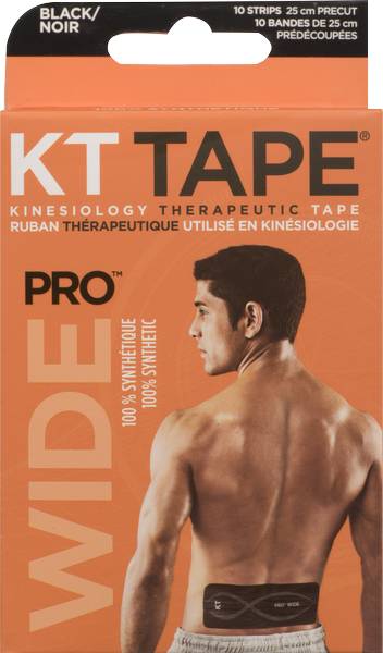KT Tape Pro Wide Precut Strip, Black (10 ct)
