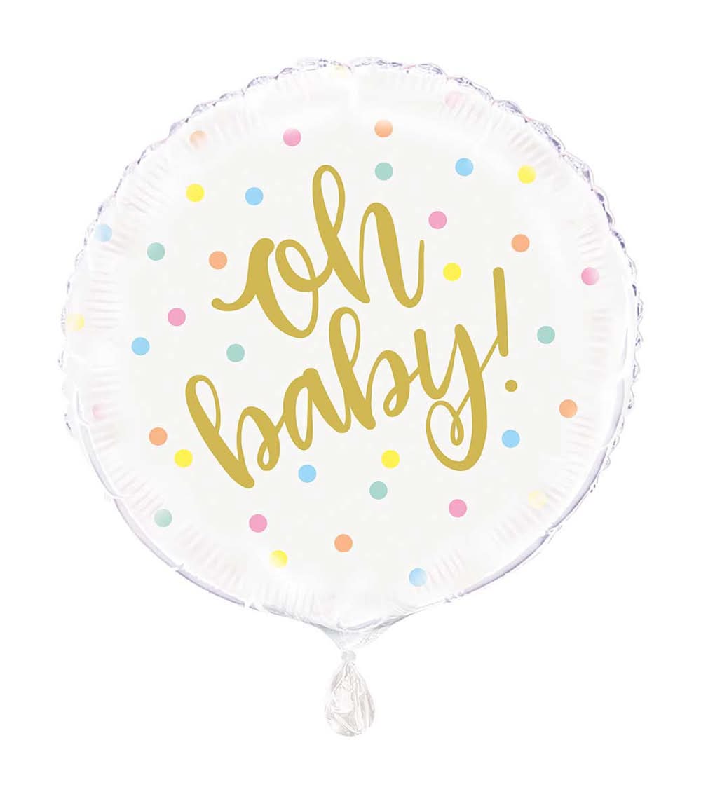 Foil Gold ''Oh Baby'' Baby Shower Balloon