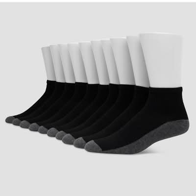 Hanes Premium Big & Tall Cool Comfort Ankle Socks, Men, 12-14, Black (10 ct)