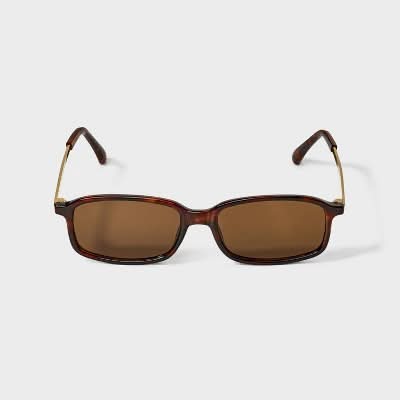 Wild Fable Plastic & Metal Rectangle Cateye Sunglasses, Women, S, Tort