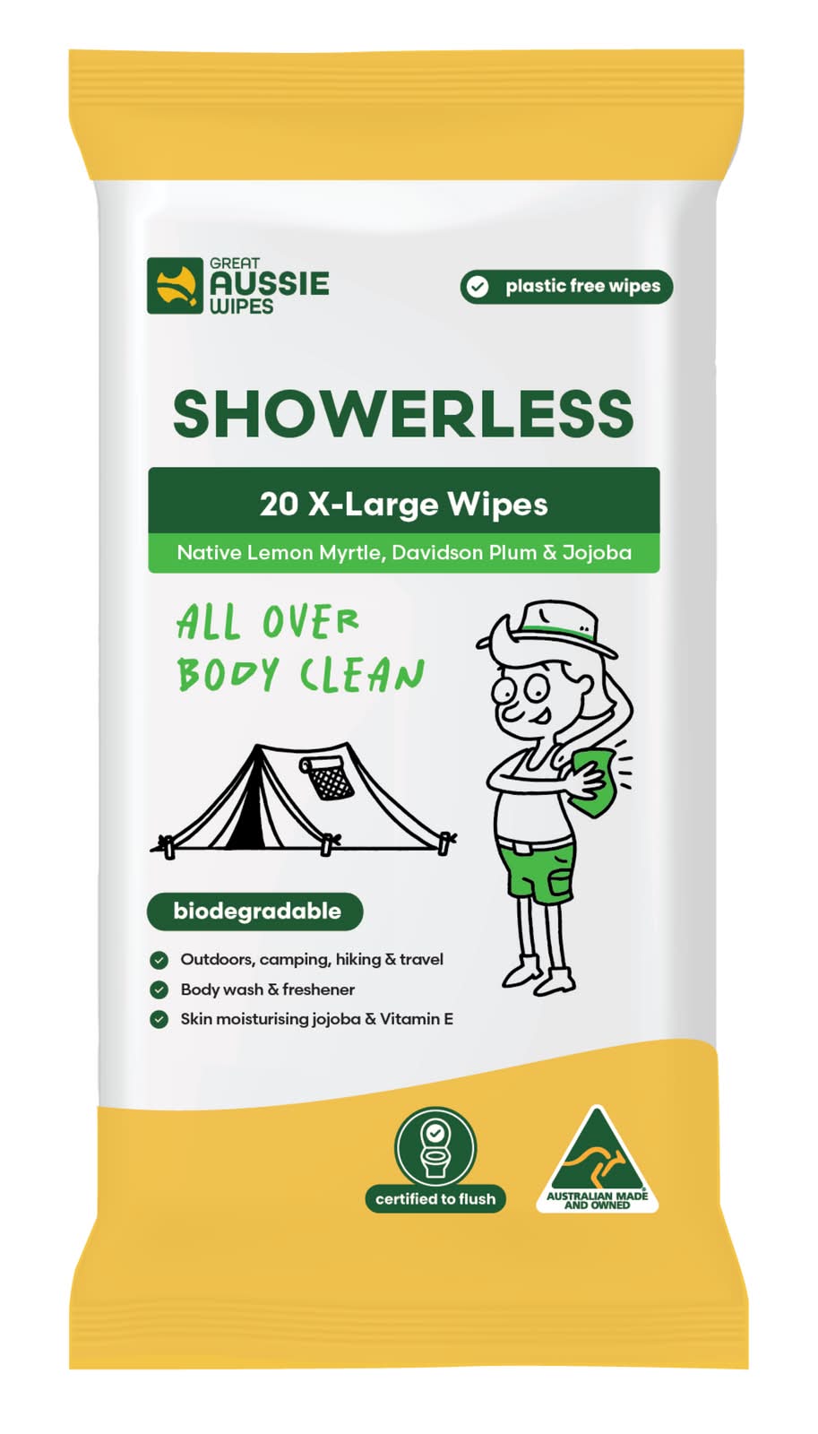 Great Aussie Wipes Showerless Body Wipes 20 PK