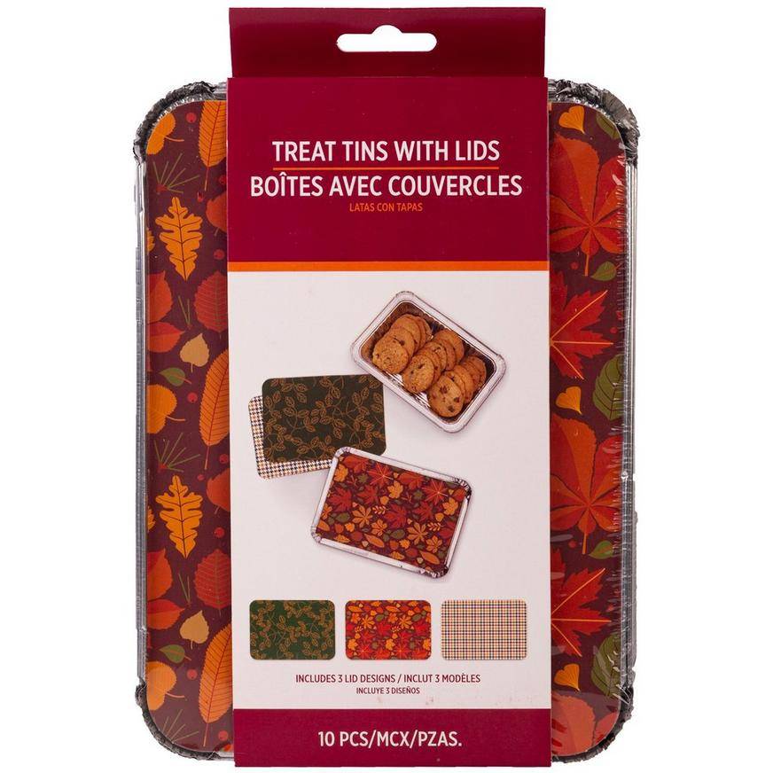 Fall Leaf Aluminum To-Go Containers with Board Lids, 6.4in x 8.8in, 10ct