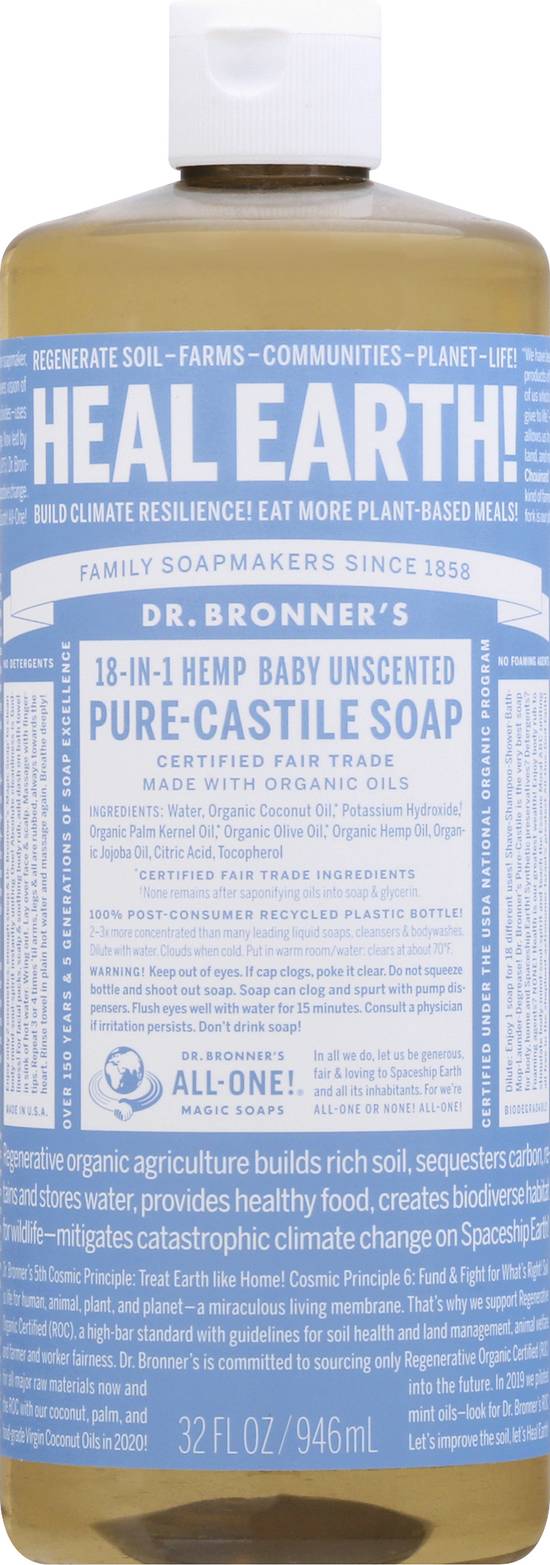 Dr. Bronner's Heal Earth 18-in-1 Hemp Baby Unscented Pure-Castile Soap
