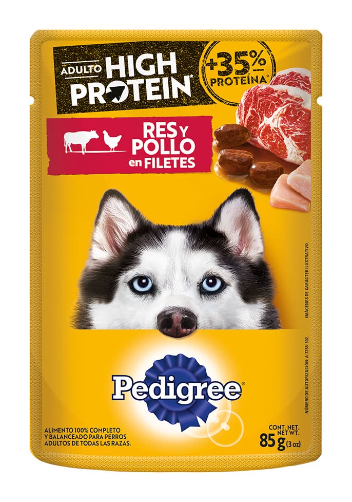 Pedigree · Alimento húmedo high protein para perros, res-pollo, Adultos-Todas las razas (85 g)
