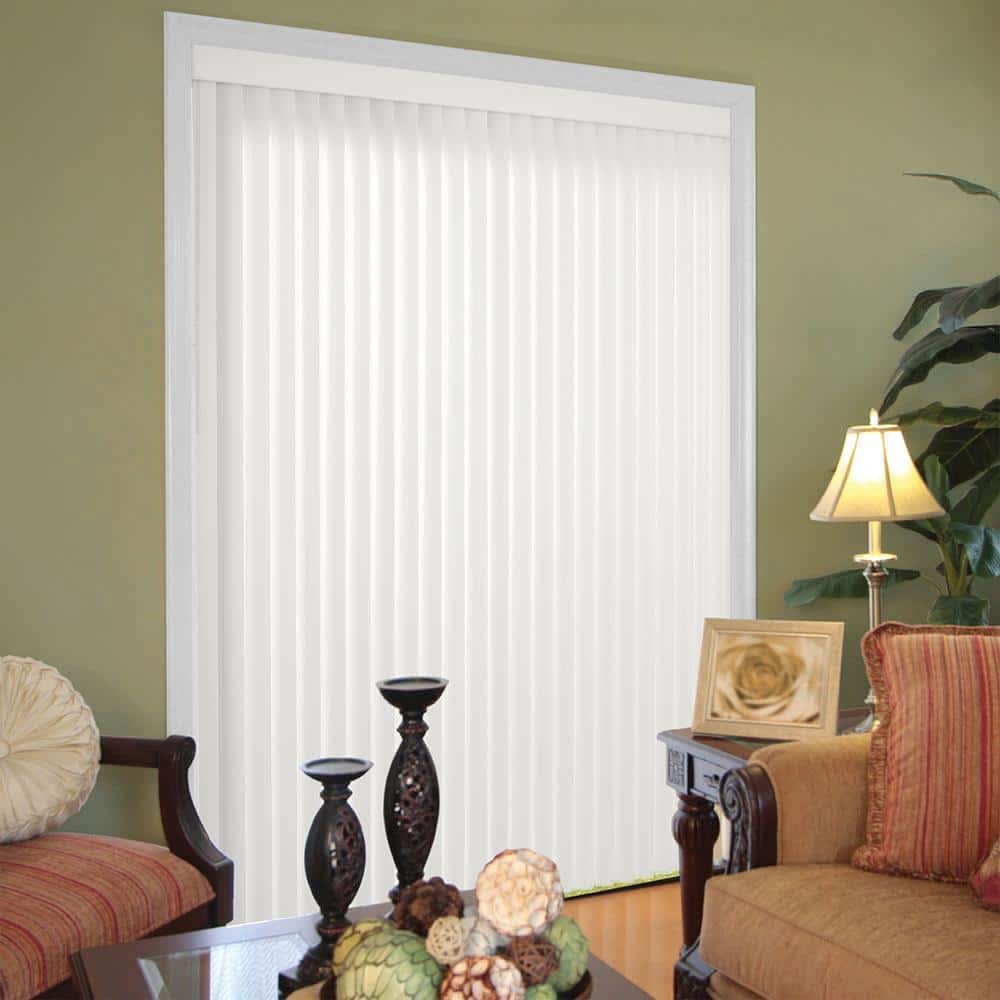 Home Decorators Collection Crown White Cordless Room Darkening Vertical Blinds For Sliding Doors Kit With 3.5 In. Slats - 104 In. W X 84 In. L