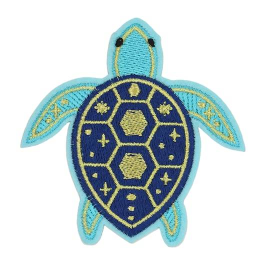 Iron-On & Adhesive Blue Turtle Embroidered Patch By Make Market