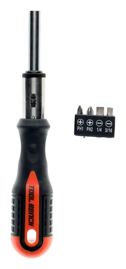 BLACK+DECKER Tool Bench Ratchet Screwdriver With Interchangeable Heads, Black (5 ct)