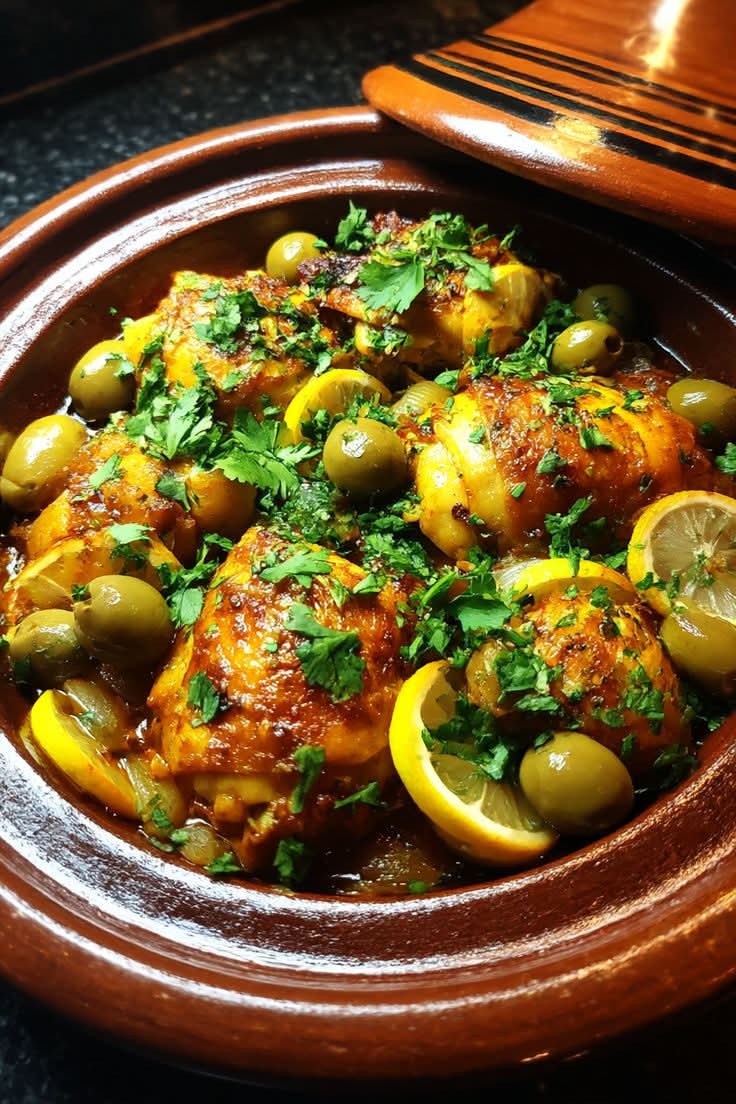 TAJIN AU POULET MARINE OLIVE CITRON CONFIT